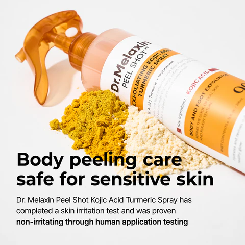 Dr.Melaxin Body Keratin CareKojic Acid Turmeric Spray withAHA & PHA, Gentle BodyBrightening & ExfoliatingPeeling Solution for Dead SkinCells & Texture, KoreanSkincare,6.76 fl.o