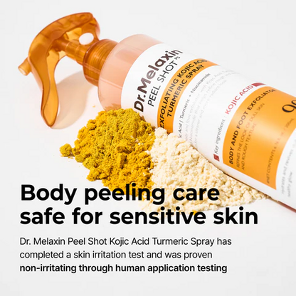 Dr.Melaxin body & face peelshot duo glow black ricepeeling ampoule kojic acid &turmeric spray