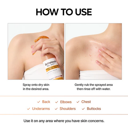 Dr.Melaxin Body Keratin CareKojic Acid Turmeric Spray withAHA & PHA, Gentle BodyBrightening & ExfoliatingPeeling Solution for Dead SkinCells & Texture, KoreanSkincare,6.76 fl.o
